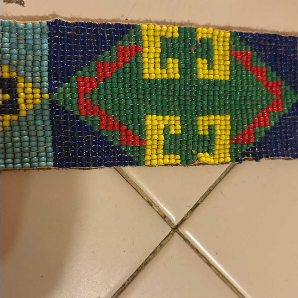 Vintage Southwestern Beaded & Leather Western Belt Sz SMALL* - Picture 3 of 10